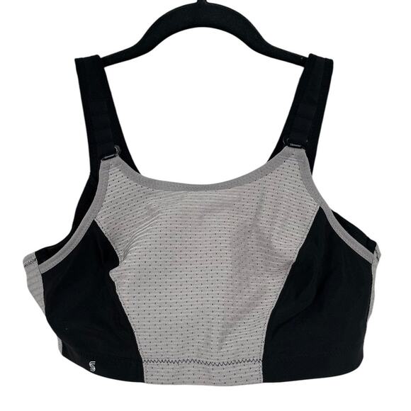 Glamorise Sport Bra 1166 Full-Figure Adjustable Wireless black gray size 36C - Picture 2 of 7